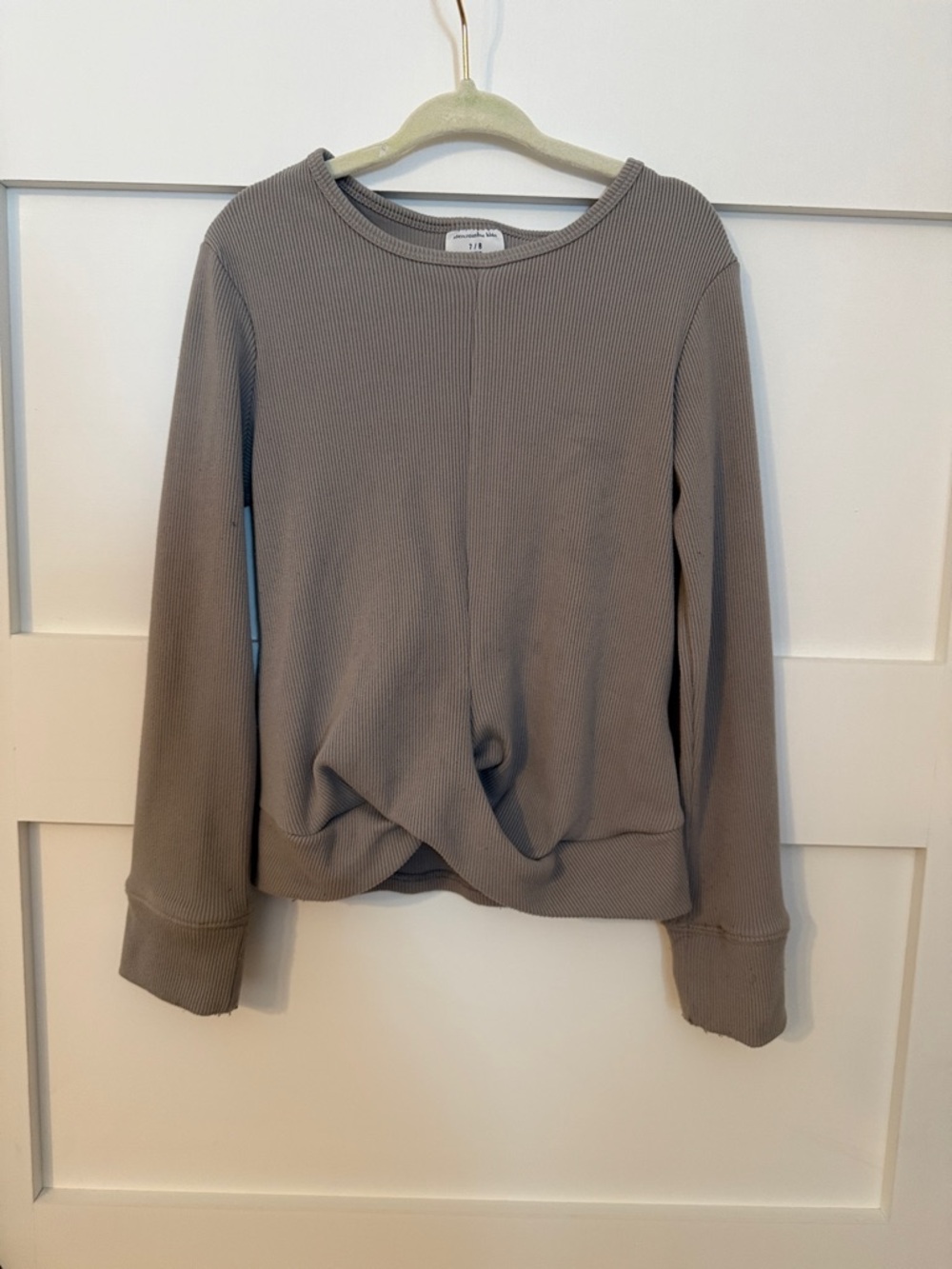 abercrombie kids Ribbed Long Sleeve Top - Taupe